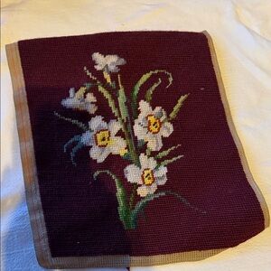 Authentic Original Vintage Style‎ 12” x 10” Floral Needlepoint Ready to be Loved